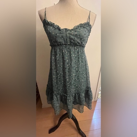 American eagle baby doll mini dress size 2 spaghetti straps teal - Picture 1 of 7